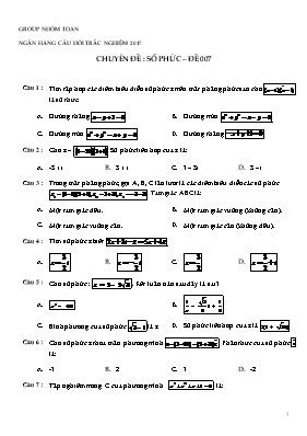 Chuyên đề Số phức  Đề 007